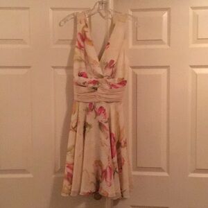 Floral Cream Halter Mini Dress